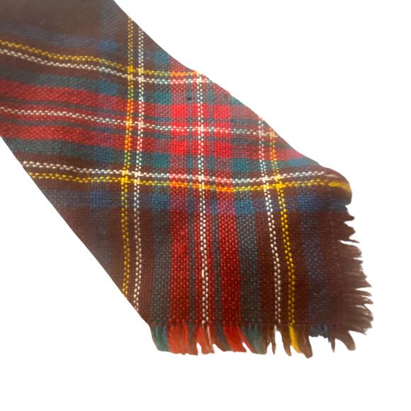 Vintage Pilgrim Cravats Sears Necktie Brown Red Yellow Plaid Wool 57x4 Mad Men - Picture 4 of 9